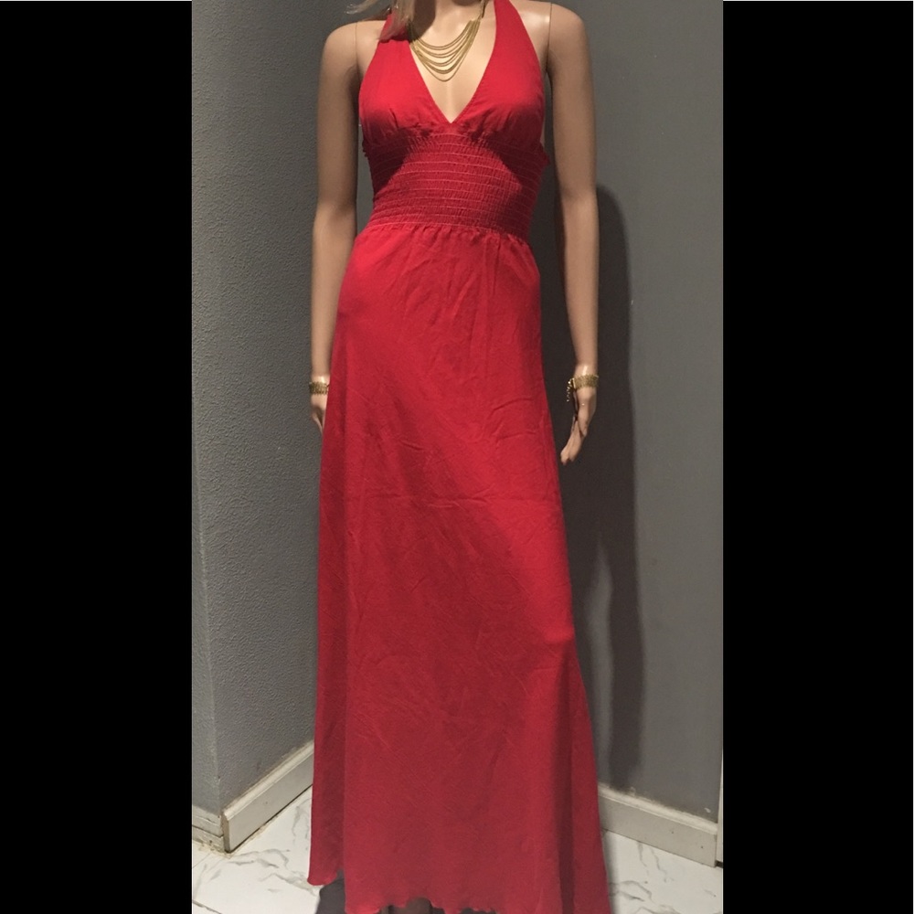 Debbie Katz Red Dress Size S Long 💯 % Cotton